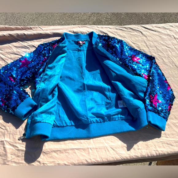 JoJo blue sequin jacket 7/8 - Picture 4 of 4